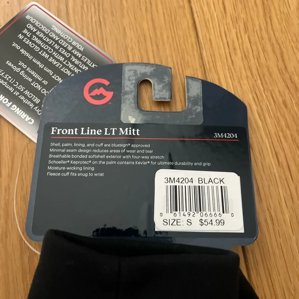GORDINI Front Line LT Mittens in Black for Women in Small NWT